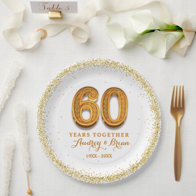 Plato De Papel 60º Aniversario Personalizado (Boda)