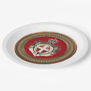 Plato De Papel [600] Orden de Malta - Escudo de armas SMOM