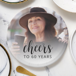 Plato De Papel 60.ª festividad de cumpleaños Foto de Black Script