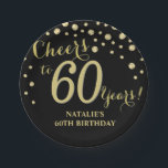 Plato De Papel 60.ª fiesta de cumpleaños Diamante negro y oro<br><div class="desc">60.ª fiesta de cumpleaños Placa de papel de diamante negro y oro</div>