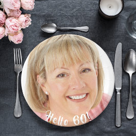 Plato De Papel 60.ª foto de cumpleaños hola 60 sesenta