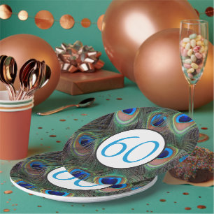 Plato De Papel 60.ª Pluma de Pavo Real