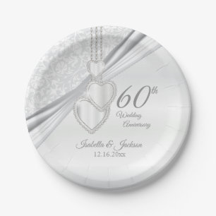 Plato De Papel 60.º Aniversario del Boda del Diamante