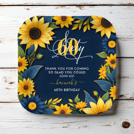 Plato De Papel 60.º Aniversario del Girasol Gracias
