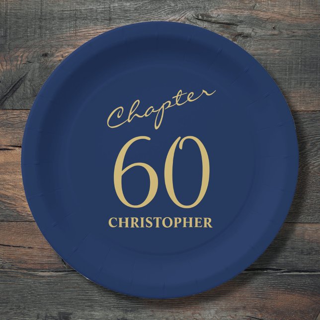 Plato De Papel 60.º cumpleaños Oro Azul (Subido por el creador)