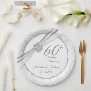 Plato De Papel 60/75 Aniversario del diamante