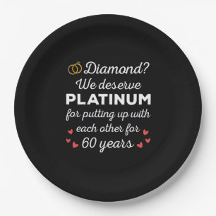 Plato De Papel 60° Aniversario Boda I - Pareja Diamond Funny