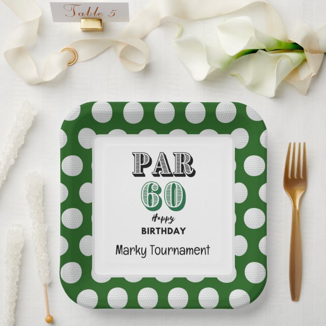 Plato De Papel 60 Aniversario del Golf para Golfer (Boda)