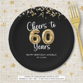 Plato De Papel 60 años de alegría a 60 años de color Personalizad