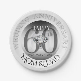 Plato De Papel 60.as placas de papel del aniversario de boda del