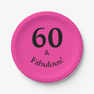 Plato De Papel 60 & Fabuloso Cumpleaños Femenino  Lunares Rosados