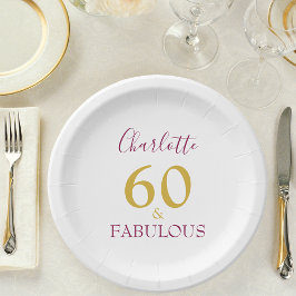 Plato De Papel 60 y Fabuloso Elegante cumpleaños número 60