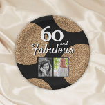 Plato De Papel 60 y Fabulous Gold Purpurina 2 Photo 60th Birthday<br><div class="desc">60 y fabuloso Purpurina de oro 2 placas de papel de la fiesta de cumpleaños número 60. Añade tus fotos - puedes usar una foto antigua y nueva. Añade tu nombre y edad.</div>