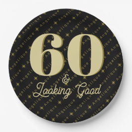 Plato De Papel 60 y luce buen cumpleaños