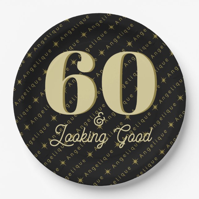 Plato De Papel 60 y luce buen cumpleaños (Anverso)