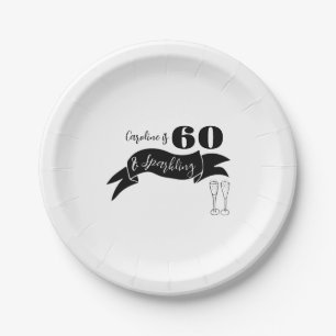Plato De Papel 60 y mano esparcido negro y blanco