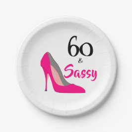 Plato De Papel 60 y Sassy Cumpleaños 60