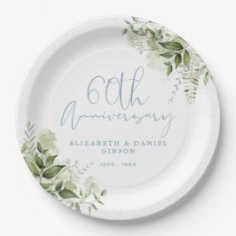 Plato De Papel 60th Wedding Anniversary Greenery Floral