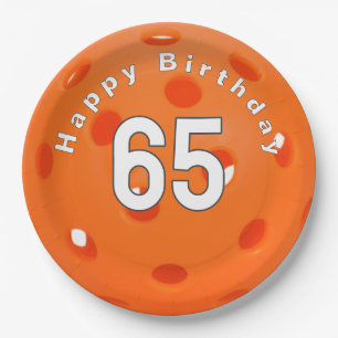 Plato De Papel 65.º Naranja de cumpleaños