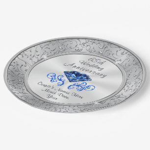Plato De Papel 65.as placas del aniversario de boda del zafiro