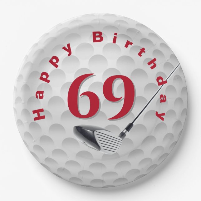 Plato De Papel 69th Birthday Golf Ball Design  (Anverso)