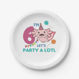 Plato De Papel 6.º cumpleaños Axolotl 6 años Sweet Axolotls S