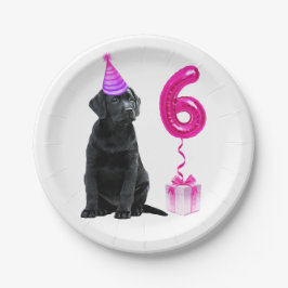 Plato De Papel 6.º tema de los cachorros de cumpleaños - Cute Per