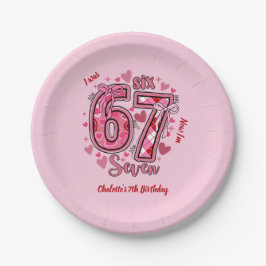 Plato De Papel 6 7 Six Seven Meme Trend Pink Girls 7th Birthday