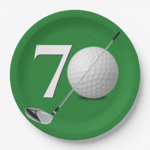 Plato De Papel 70.ª Bola de Golf y Club On Green
