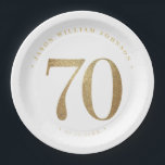 Plato De Papel 70.ª fiesta de cumpleaños<br><div class="desc">70.ª fiesta de cumpleaños planchas de papel en negro y oro</div>