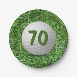 Plato De Papel 70.ª pelota de golf de cumpleaños en una plancha d