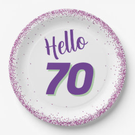 Plato De Papel 70.º cumpleaños o cualquier edad