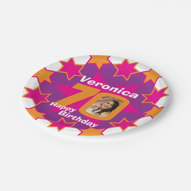 Plato De Papel 70.º nombre de foto de cumpleaños placa de papel e (Angular)