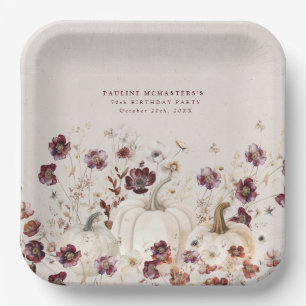 Plato De Papel 70.º Personalizado de Flor Silvestre de la Fiesta