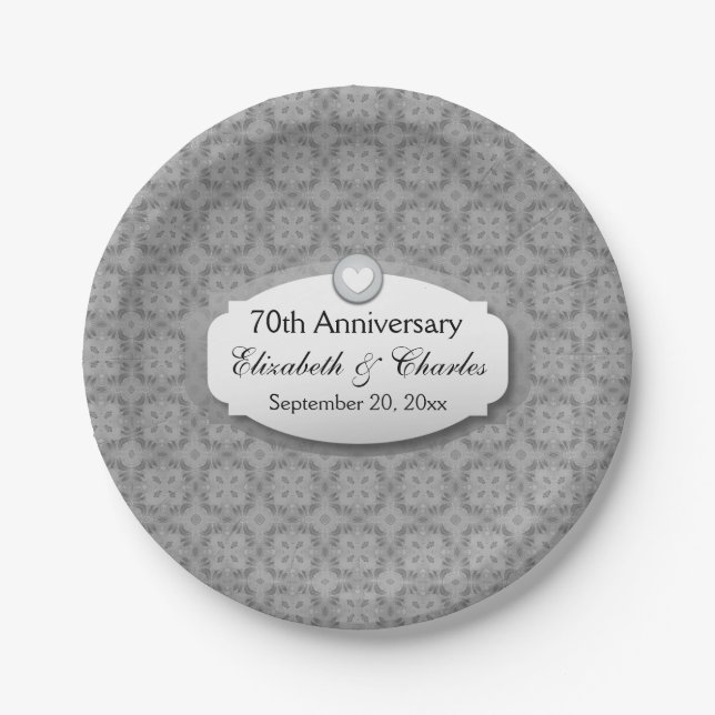 Plato De Papel 70 Aniversario Boda Platinum Z03 (Anverso)