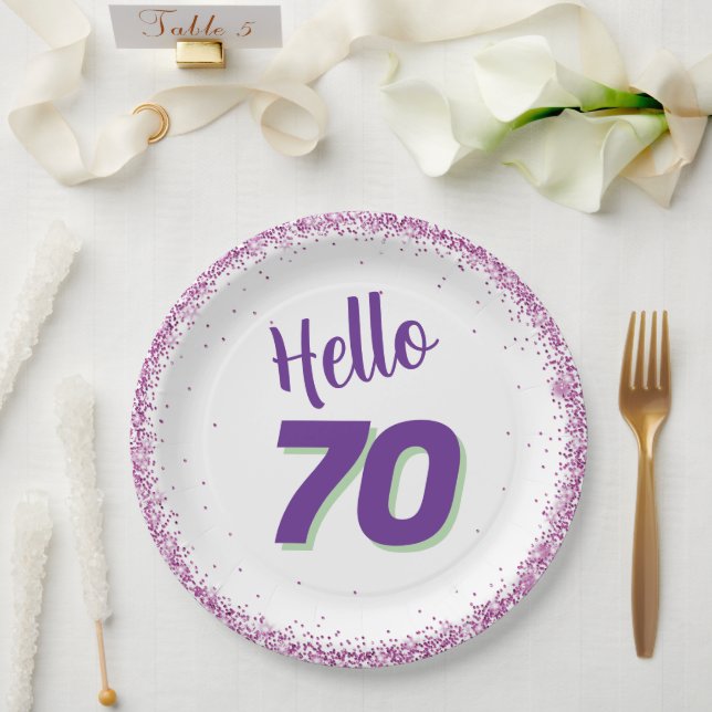 Plato De Papel 70 cumpleaños o cualquier edad (Boda)