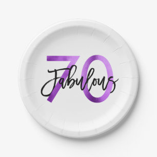 Plato De Papel 70.o cumpleaños púrpura elegante moderno fabulos