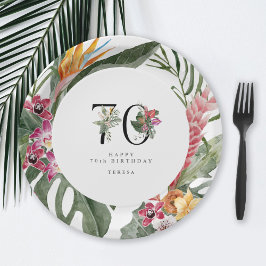 Plato De Papel 70th Birthday Simple Elegant Tropical Invitation
