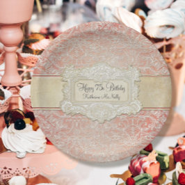 Plato De Papel 75.ª fiesta de cumpleaños Vintage regencia frances