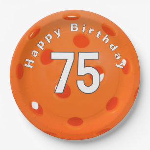 Plato De Papel 75.º Naranja de cumpleaños
