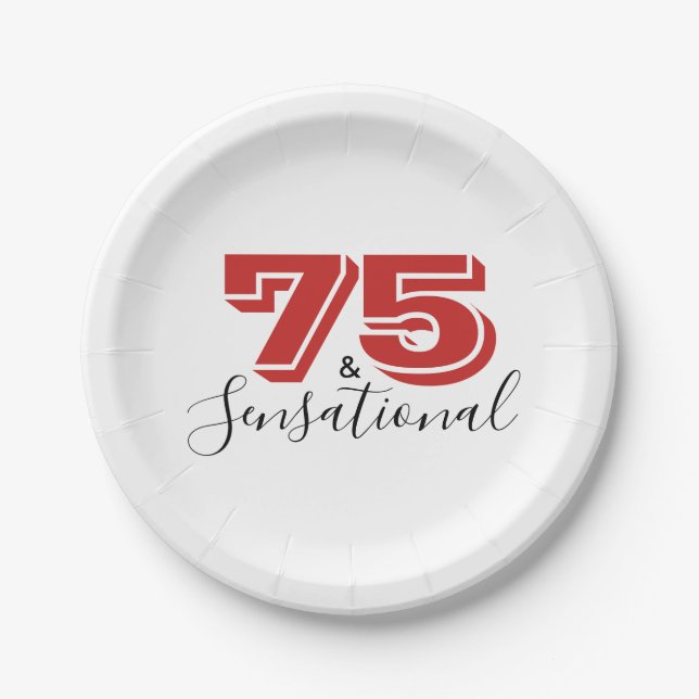 Plato De Papel 75 y SENSACIONAL 75th Birthday Party Paper Plate (Anverso)