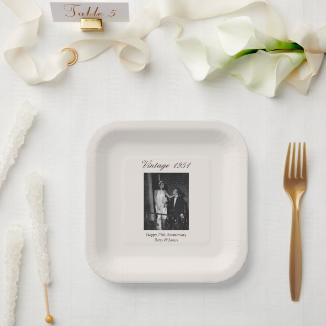 Plato De Papel 75th Anniversary Party Supplies Wedding Photo (Boda)