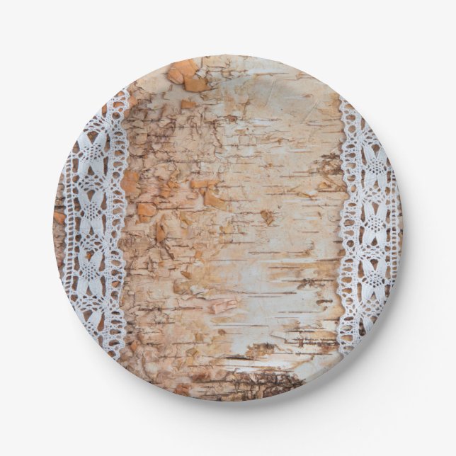 Plato De Papel 7" Papel redondo Placa de madera de grano de campo (Anverso)