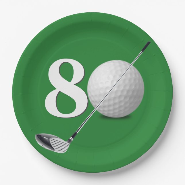 Plato De Papel 80.ª Bola De Golf Y Club (Anverso)