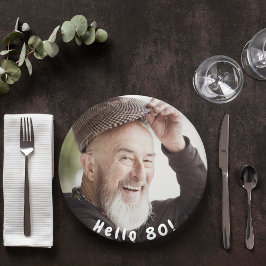 Plato De Papel 80.ª foto de cumpleaños hola 80 hombres