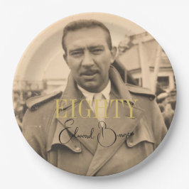 Plato De Papel 80.º cumpleaños Foto Hombre Cumpleaños Moderno