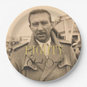 Plato De Papel 80.º cumpleaños Foto Hombre Cumpleaños Moderno