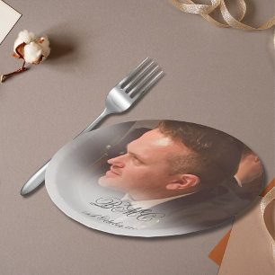 Plato De Papel 80.º cumpleaños masculino simple elegante foto