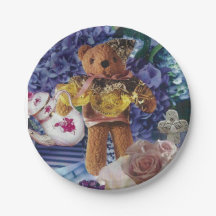 8 Placas de postre de papel Oso de Teddy antiguo