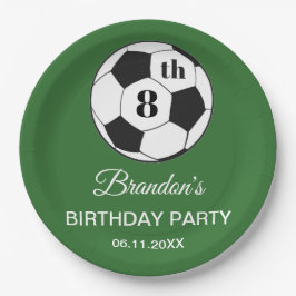 Plato De Papel 8th Birthday Party Soccer Green Boys Sports